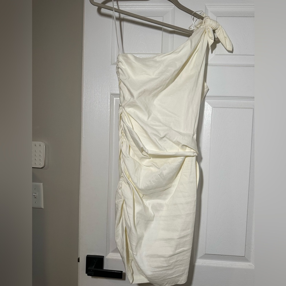 One Shoulder Tie Zara Dress White